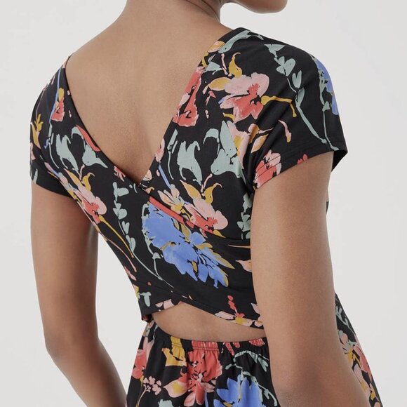 Pact Fit & Flare Crossback Maxi Dress in Black Floral, L - Picture 6 of 9